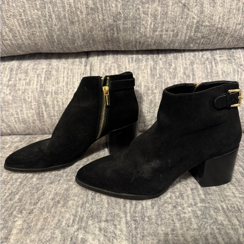 Michael Kors Black Ankle Boots with Gold Zipper